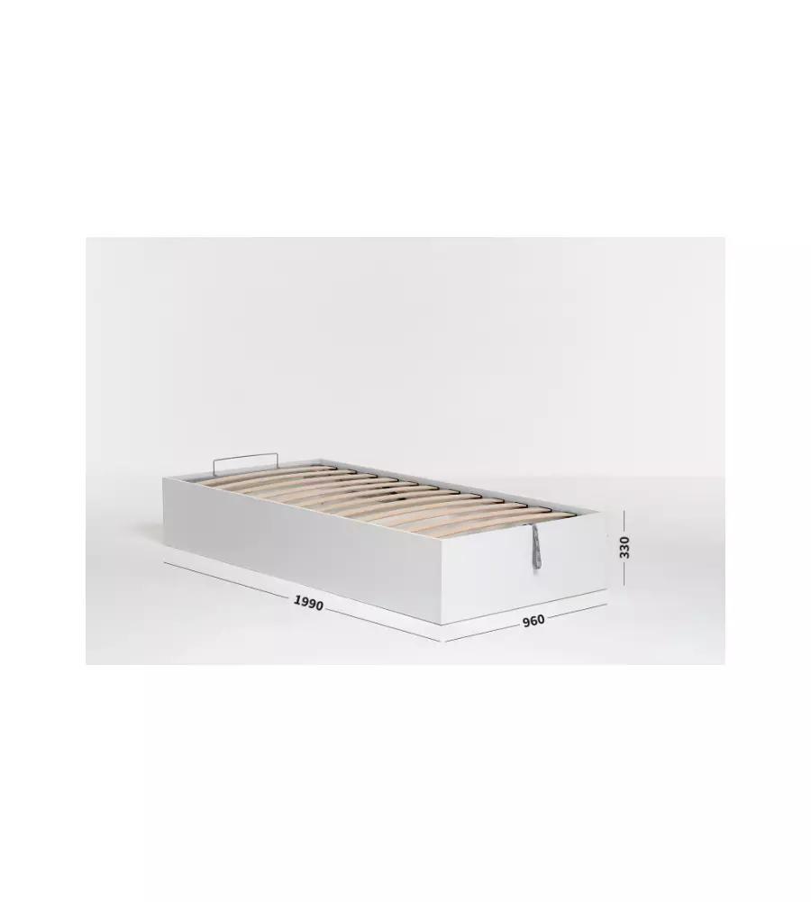 Letto singolo 'bed box' bianco con rete e contenitore, 90x190 cm